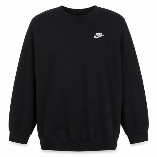 Front view of Nike boys’ black xl sweatshirt crew neck fleece pullover classic style