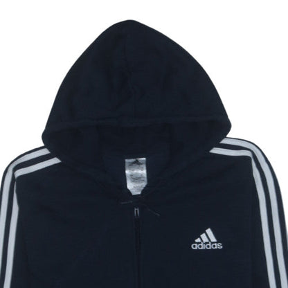 Adidas Mens Black XL Full Zip Fleece Hoodie with Embroidered Logo