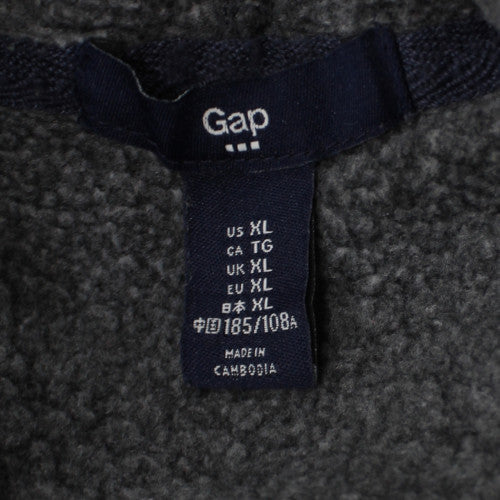 GAP Men's Black Full Zip Hoodie XL Fleece Lined Logo Sweatshirt