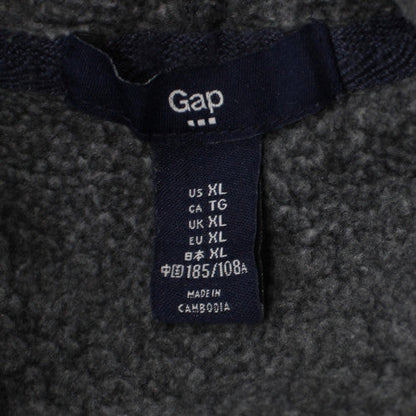 GAP Men's Black Full Zip Hoodie XL Fleece Lined Logo Sweatshirt