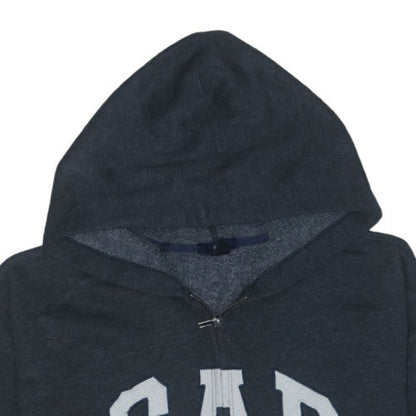 GAP Men's Black Full Zip Hoodie XL Fleece Lined Logo Sweatshirt