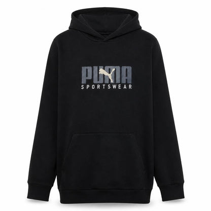 Puma Mens Black L Pullover Hoodie Sportswear Logo Hooded Sweatshirt