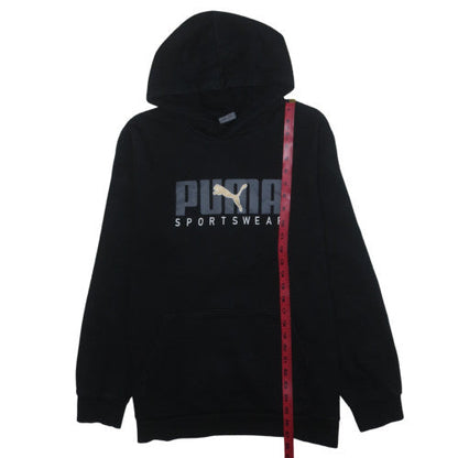Puma Mens Black L Pullover Hoodie Sportswear Logo Hooded Sweatshirt