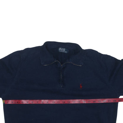 Polo Ralph Lauren Men's Navy Cotton Half Zip Jumper Size L