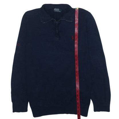 Polo Ralph Lauren Men's Navy Cotton Half Zip Jumper Size L