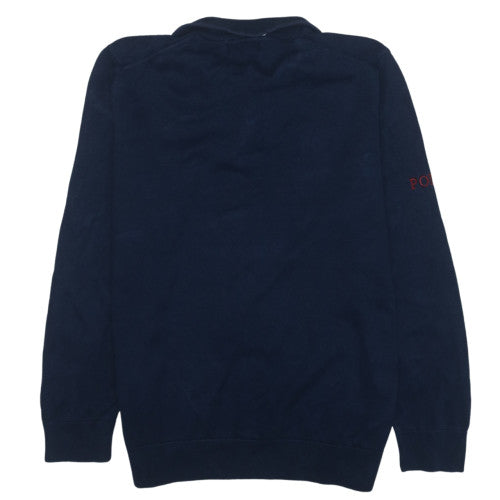 Polo Ralph Lauren Men's Navy Cotton Half Zip Jumper Size L