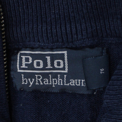 Polo Ralph Lauren Men's Navy Cotton Half Zip Jumper Size L