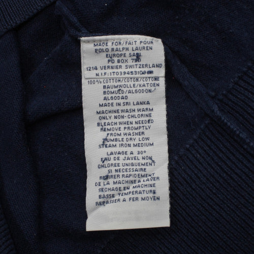 Polo Ralph Lauren Men's Navy Cotton Half Zip Jumper Size L