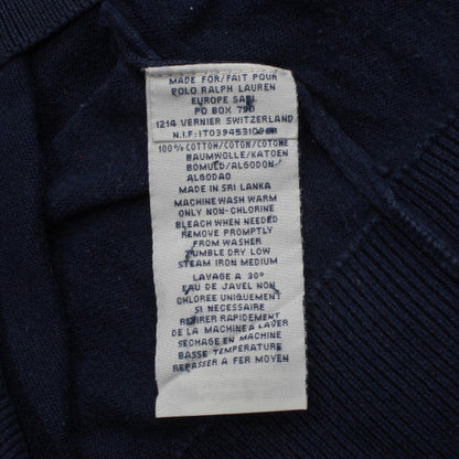 Polo Ralph Lauren Men's Navy Cotton Half Zip Jumper Size L