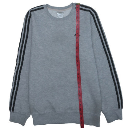 Adidas Mens Grey Crew Neck Sweatshirt Long Sleeve Classic Fit