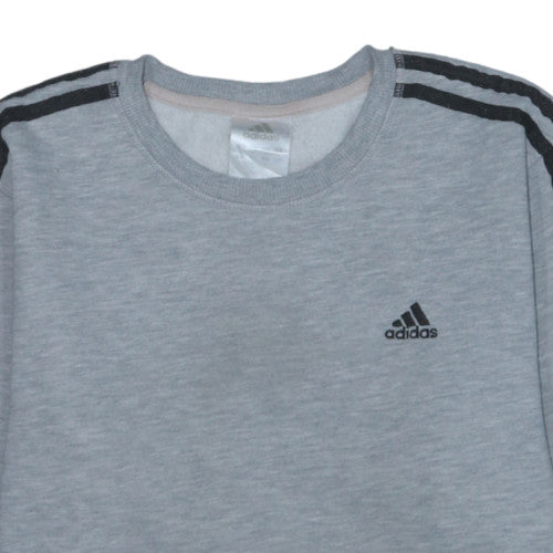 Adidas Mens Grey Crew Neck Sweatshirt Long Sleeve Classic Fit