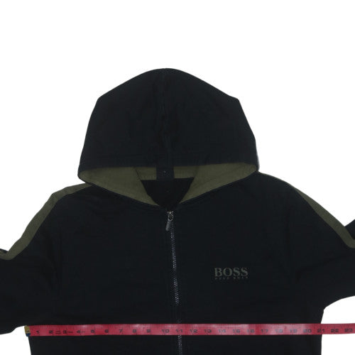 Hugo Boss Mens Black Full Zip Logo Hoodie Size L