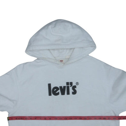 Levi's Men's White Pullover Hoodie L Relaxed Fit Logo Sweatshirt