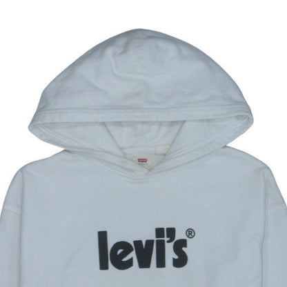 Levi's Men's White Pullover Hoodie L Relaxed Fit Logo Sweatshirt