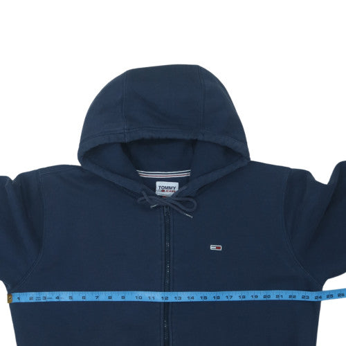 Tommy Jeans Men Blue Full Zip Hoodie L Classic Fleece