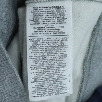 Nike Men's Grey Pullover Hoodie L Regular Fit Fleece Sweatshirt