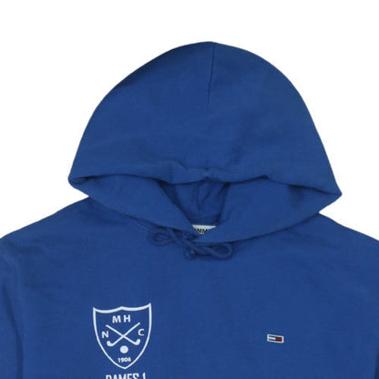 Tommy Jeans Men's Blue Hoodie L Pullover Cotton Logo Drawstring