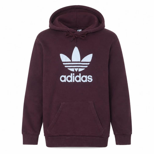 Front view of Adidas Men's Brown Pullover Hoodie M Regular Fit Sports Fleece