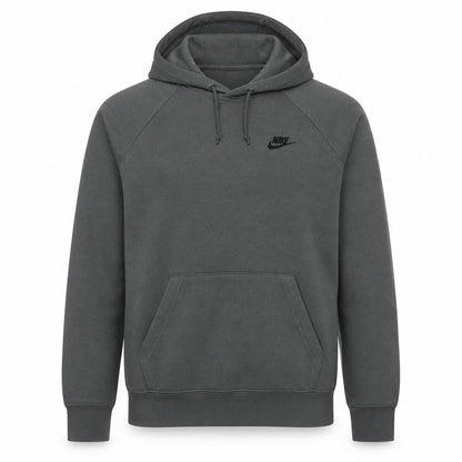 Nike Men's Grey Pullover Hoodie M Regular Fit Fleece Logo