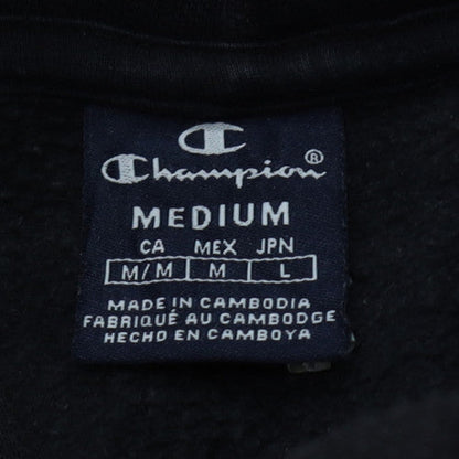 Champion Men's Black Pullover Hoodie Medium Regular Fit Logo Fleece