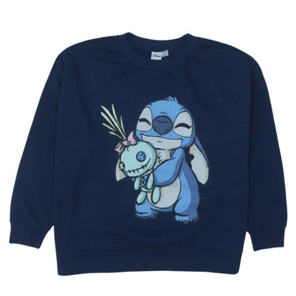 Disney Womens Navy Stitch Sweatshirt 2XL Relaxed Fit Pullover