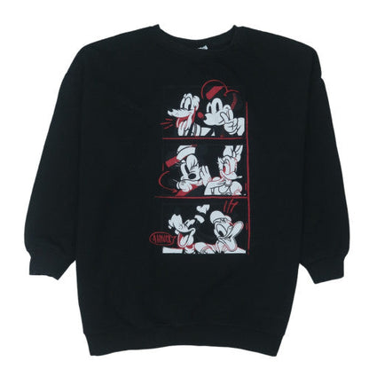 Disney Womens Black L Sweatshirt Mickey & Friends Cartoon Graphic Pullover