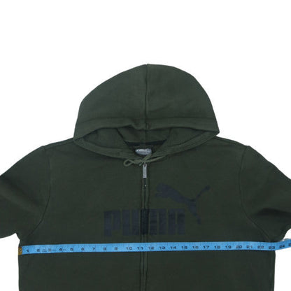Puma Men's Green Full Zip Hoodie L Sports Fleece Sweatshirt