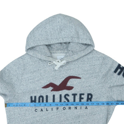Hollister Men's Grey Pullover Hoodie M Logo Fleece Sweatshirt