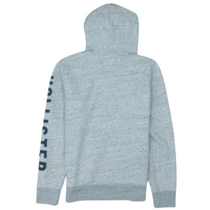 Hollister Men's Grey Pullover Hoodie M Logo Fleece Sweatshirt