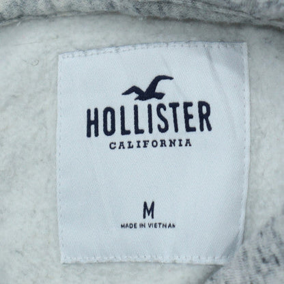 Hollister Men's Grey Pullover Hoodie M Logo Fleece Sweatshirt