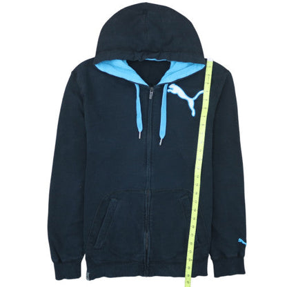 Puma Men's Black Full Zip Hoodie Size M with Blue Lining