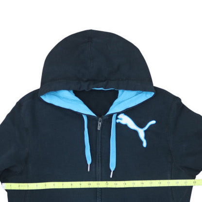Puma Men's Black Full Zip Hoodie Size M with Blue Lining