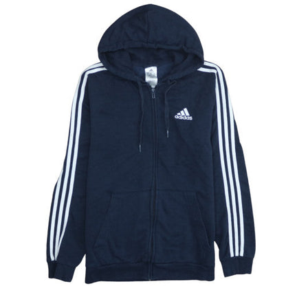 Adidas Mens Blue Full Zip Hoodie Medium Sports Fleece Sweatshirt