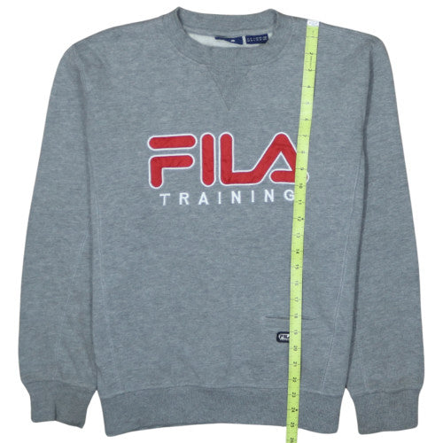 FILA Men's Grey Embroidered Training Sweatshirt M Regular Fit