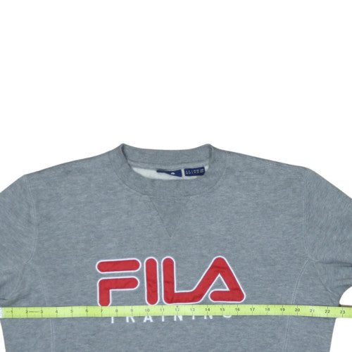 FILA Men's Grey Embroidered Training Sweatshirt M Regular Fit