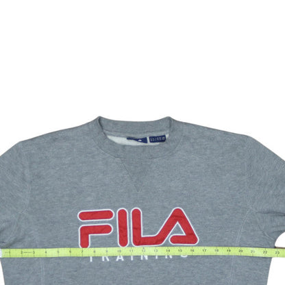 FILA Men's Grey Embroidered Training Sweatshirt M Regular Fit