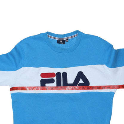 Fila Mens Blue Crew Neck Logo Sweatshirt Size M Pullover