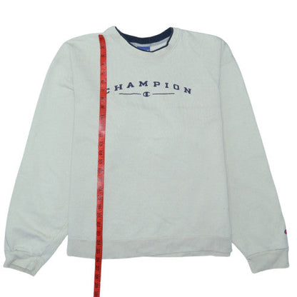 Champion Mens Beige XL Crew Neck Embroidered Logo Sweatshirt