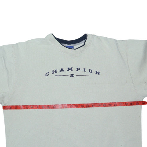 Champion Mens Beige XL Crew Neck Embroidered Logo Sweatshirt