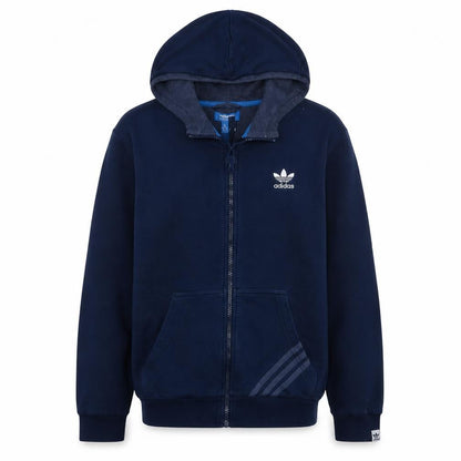 Front view of Adidas Men’s Blue Full Zip Hooded Sweatshirt M Sports Fleece