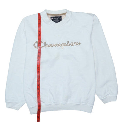 Champion Women's White Pullover Sweatshirt L Embroidered Logo