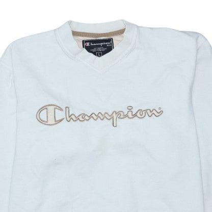 Champion Women's White Pullover Sweatshirt L Embroidered Logo