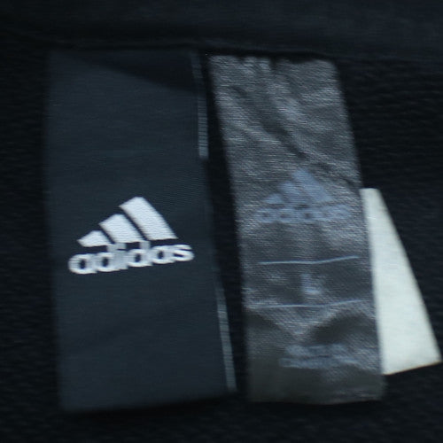 Adidas Men's Black Pullover Hoodie L Sports Graphic Cotton