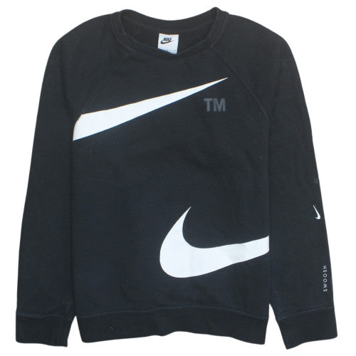 Nike Girls Black Sweatshirt L 13-14 Years Crew Neck Pullover Logo Fleece