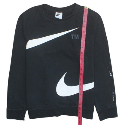 Nike Girls Black Sweatshirt L 13-14 Years Crew Neck Pullover Logo Fleece