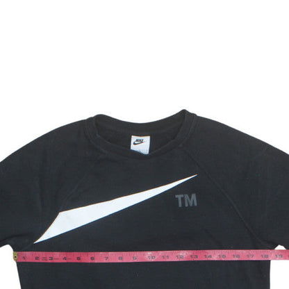 Nike Girls Black Sweatshirt L 13-14 Years Crew Neck Pullover Logo Fleece