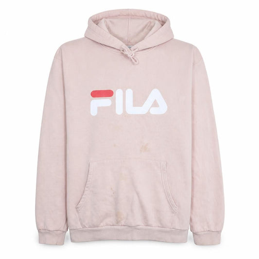 Front view of Fila Women's Pink Pullover Hoodie 3XL Cotton Blend Casual Sweatshirt