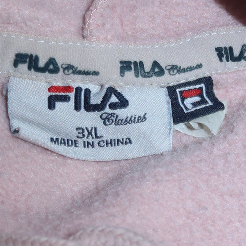 Fila Women's Pink Pullover Hoodie 3XL Cotton Blend Casual Sweatshirt