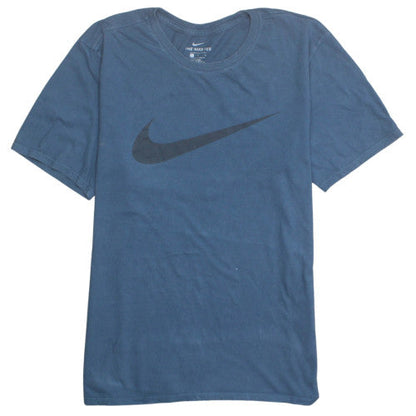 Nike Men's Blue Athletic Fit Logo T-Shirt Size L