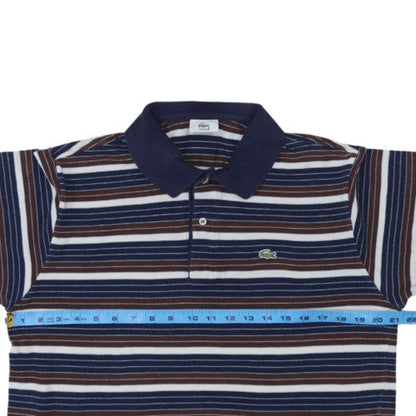 Lacoste Men's Blue Striped Cotton Polo Shirt Size M